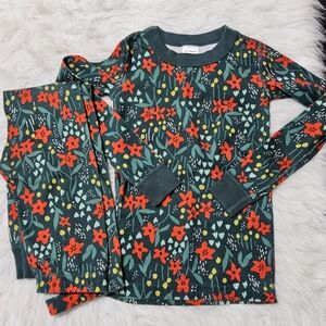 Floral Kids Pajamas Set - Green and Red Hanna Anderson
